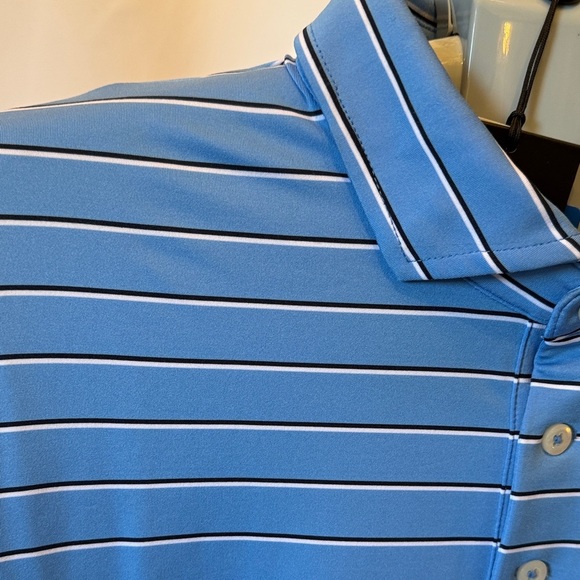 RLX Ralph Lauren Light Blue Striped Polo golf Shirt wickening - Picture 7 of 9